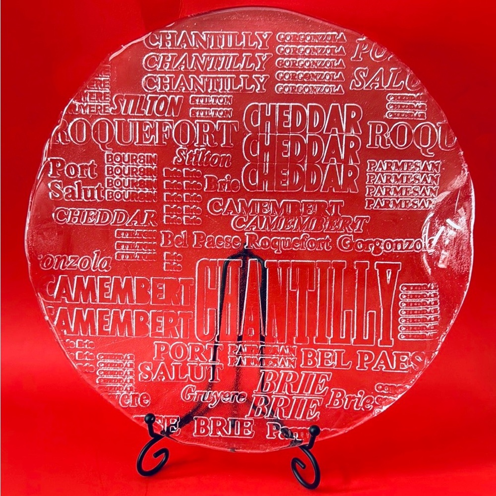 Glass Cheese Platter with built in handles for easy serving.